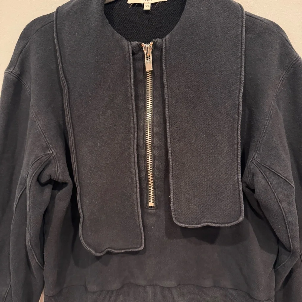 Tibi Terry Flap Sweatshirt Black XS - Picture 3 of 8